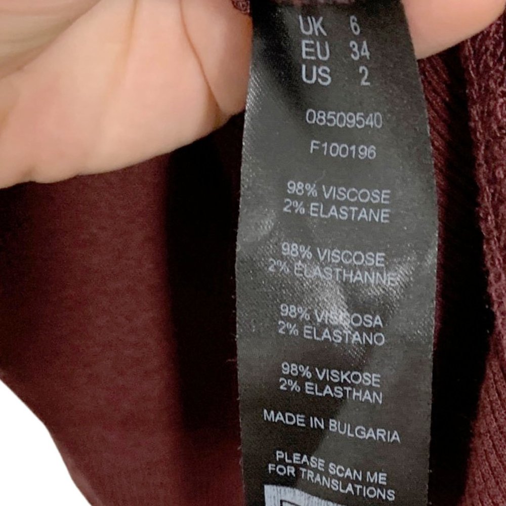 V-Neck Ribbed Bodysuit w/ Thin Straps and Snap Crotch Burgundy/Maroon - Picture 6 of 6